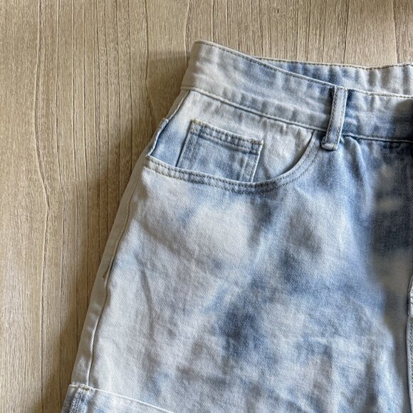 ๐ To0o Tired โ M+S Original Upcycled Denim Shorts with Embroidered Patches - Picture 5 of 5